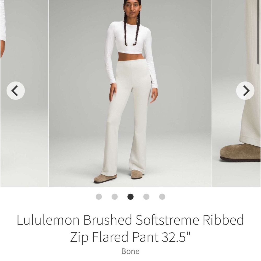 lululemon athletica Bone Brushed Softstreme Ribbed Zip Flared Pants size 4